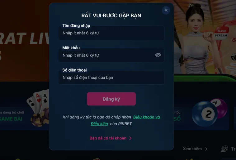 Khởi Đầu Hành Trình May Mắn Cùng Đăng Ký RikBet