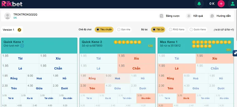 Chinh Phục Game Keno Siêu Tốc Tại RikBet Kiếm Tiền Triệu Mỗi Ngày