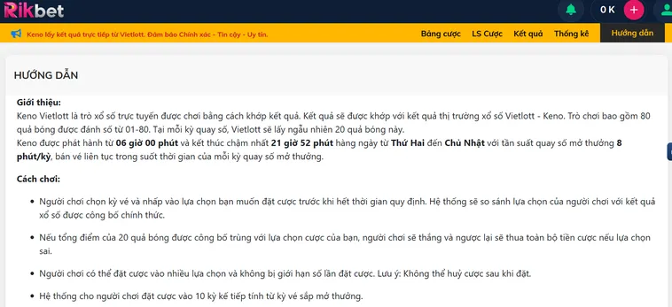 Bí Quyết Chơi Keno Vietlott Tại RikBet Để Luôn Nằm Trong Nhóm Thắng