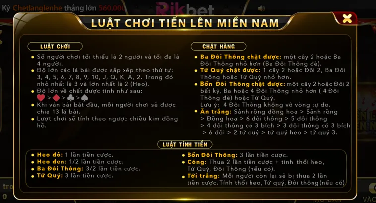 Trải Nghiệm Tiến Lên Miền Nam Tại RikBet Đẳng Cấp Và Xanh Chín